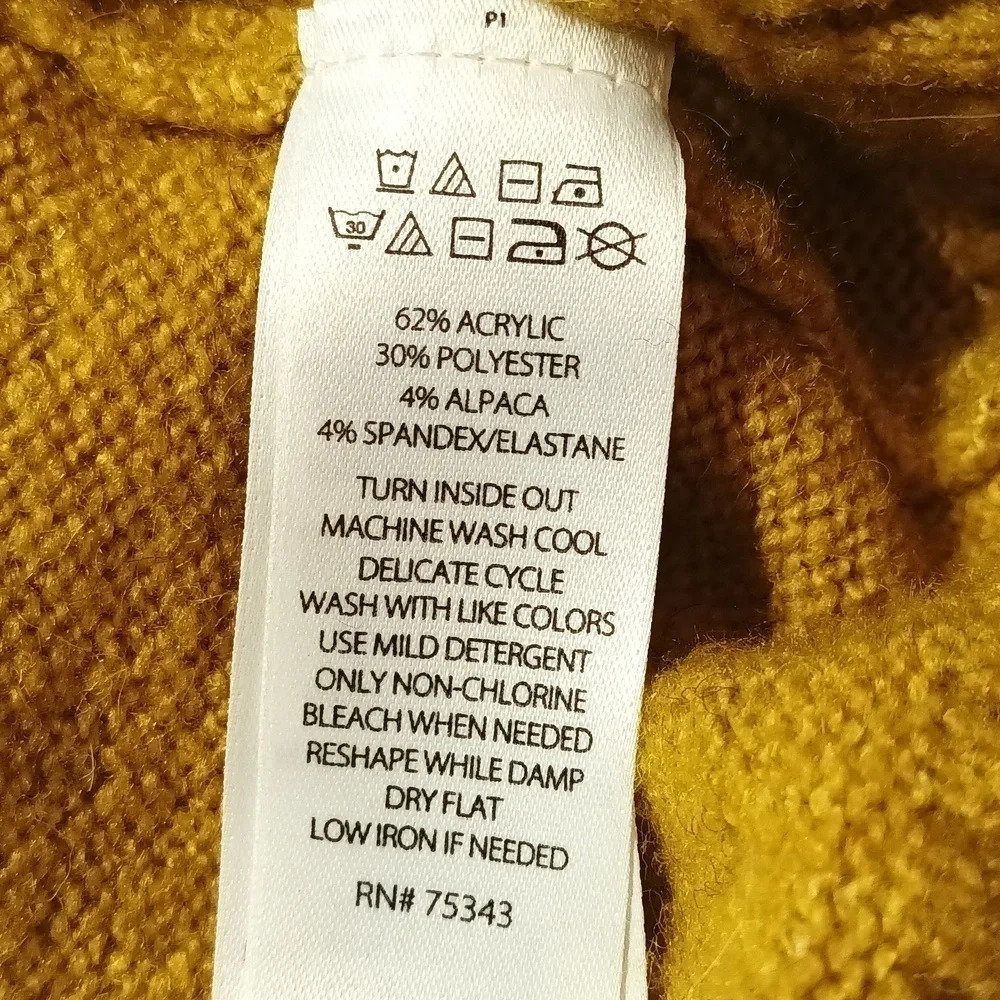 Alpaca blend oversized turtle neck drop shoulder mustard color  XS nwot - Picture 6 of 6